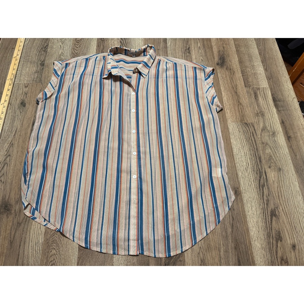 Wishlist Apparel Button Down Shirt Women M/L Multicolor Striped Casual Excellent